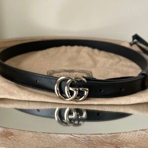 Gucci Black Belt with Silver Buckle